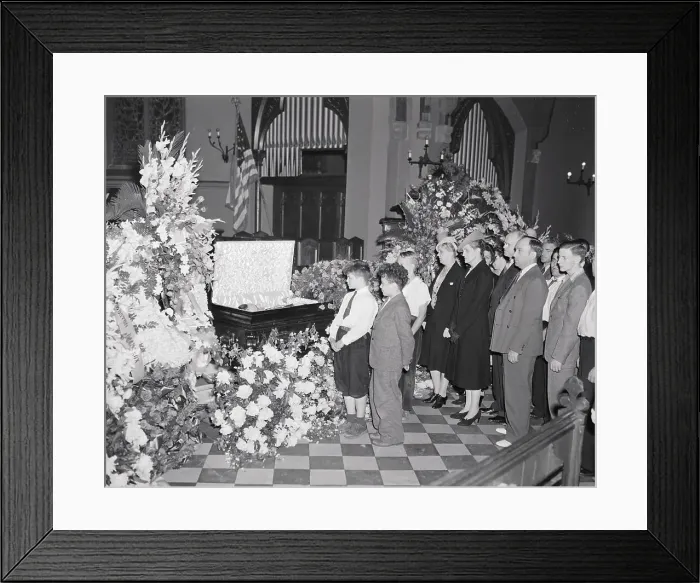 Framed Print : Crowd Viewing the Body of Lou Gehrig in Church Framed Print : Crowd Viewing the Body of Lou Gehrig in Church