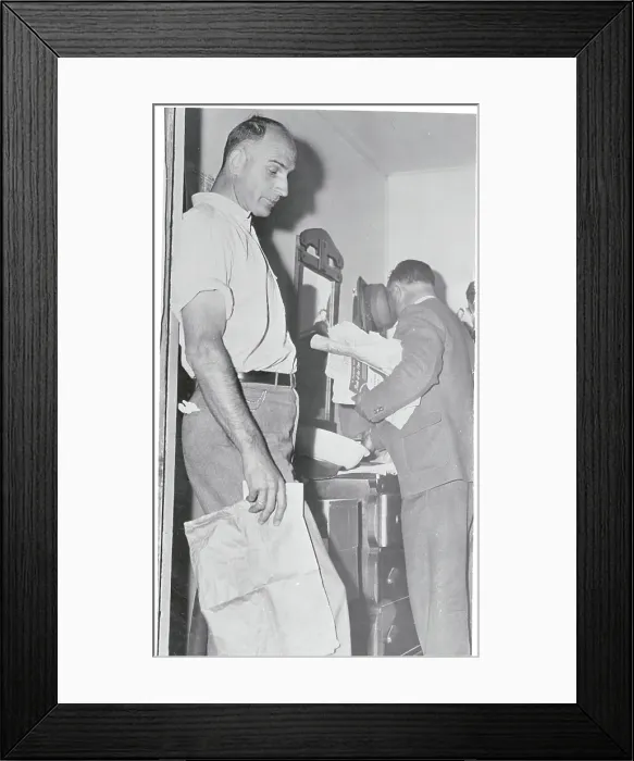 Framed Print : Suspect Paul Huissel with Authorities Searching His Cabin Framed Print : Suspect Paul Huissel with Authorities Searching His Cabin
