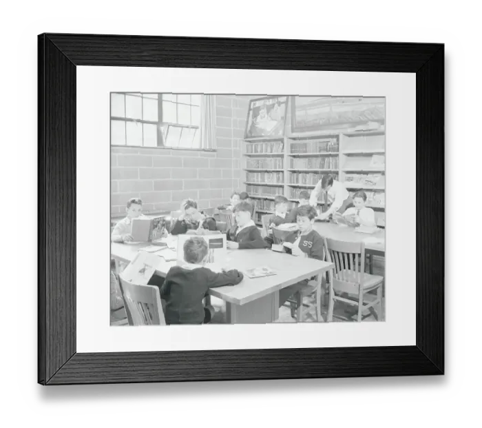 Framed Print : Teacher with Students in Library Framed Print : Teacher with Students in Library