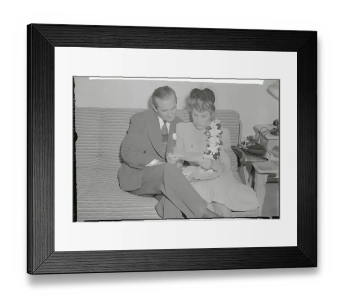 Framed Print : Martha Raye and Neal Lang Reading Telegrams Framed Print : Martha Raye and Neal Lang Reading Telegrams