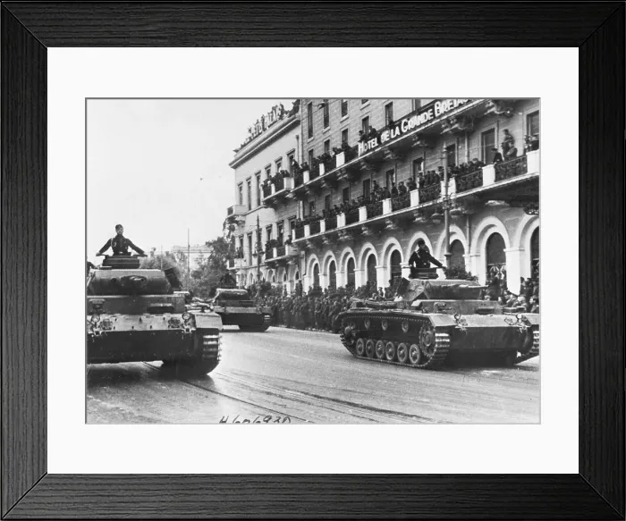 Framed Print : German Tanks Rumbling Through Streets