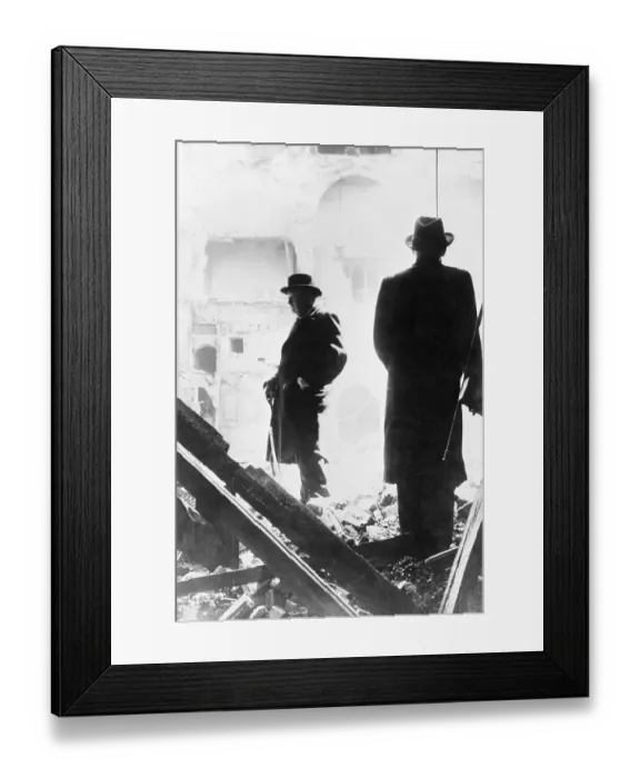 Framed Print : Winston Churchill Going Through the Rubble Framed Print : Winston Churchill Going Through the Rubble