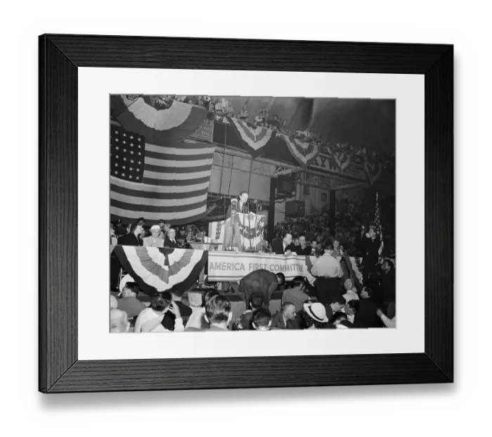 Framed Print : Charles Lindbergh Speaking at a Rally Framed Print : Charles Lindbergh Speaking at a Rally