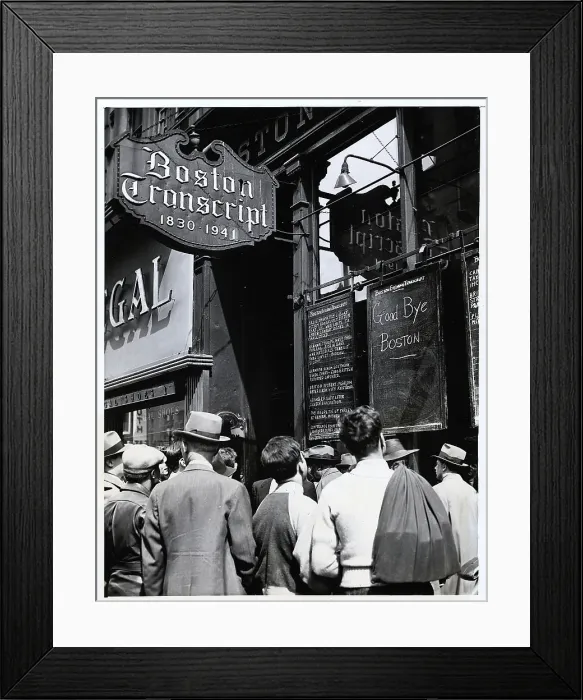Framed Print : Crowd Reads Blackboard, Good-Bye Boston Framed Print : Crowd Reads Blackboard, Good-Bye Boston