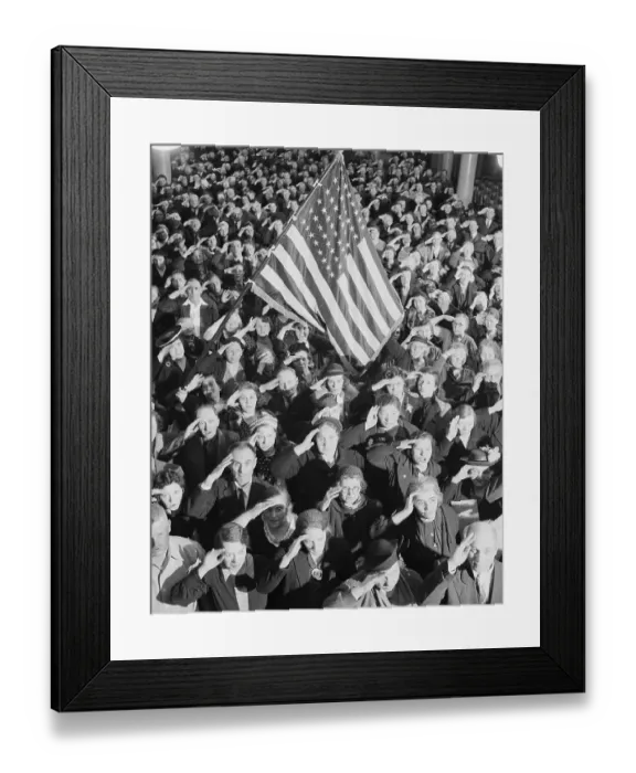 Framed Print : Students Saluting Under American Flag Framed Print : Students Saluting Under American Flag