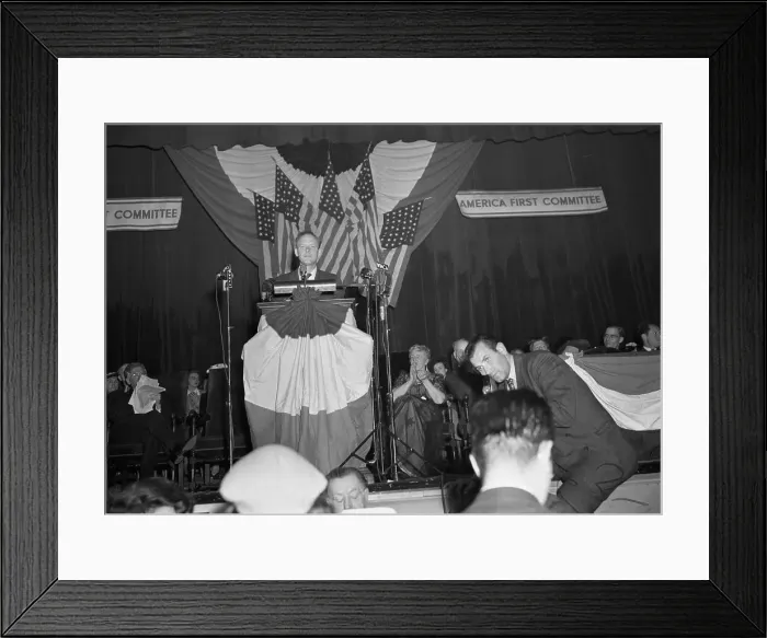 Framed Print : Charles Lindbergh Addressing Rally Framed Print : Charles Lindbergh Addressing Rally