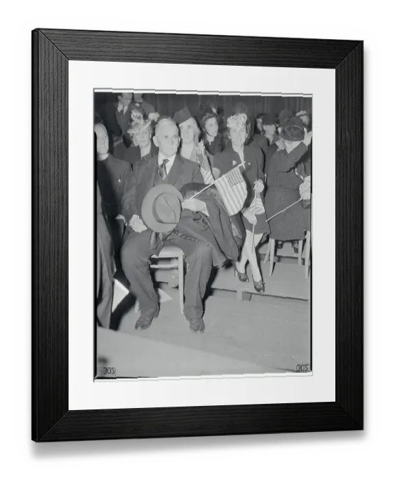 Framed Print : Audience Waiting for Charles Lindbergh to Speak