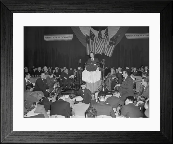 Framed Print : Charles Lindbergh Speaking at Peace Rally Framed Print : Charles Lindbergh Speaking at Peace Rally