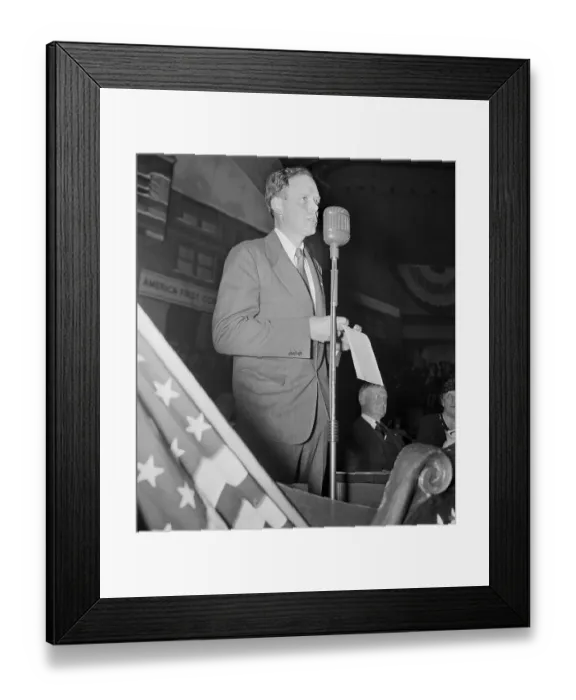 Framed Print : Charles Lindbergh Speaking at Peace Rally Framed Print : Charles Lindbergh Speaking at Peace Rally