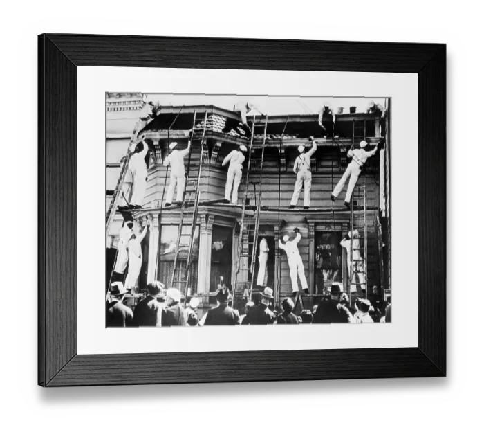 Framed Print : Painters Work On House