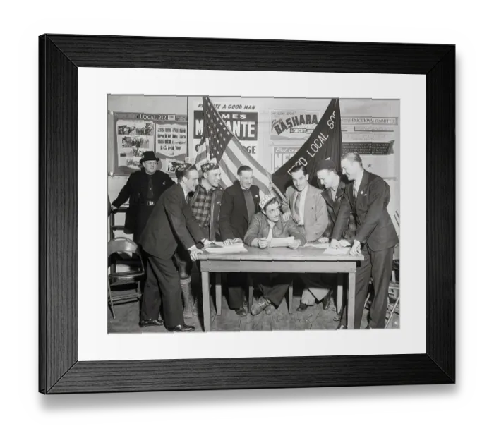 Framed Print : Ford Motor Company Employees Meeting for Legal Action Framed Print : Ford Motor Company Employees Meeting for Legal Action