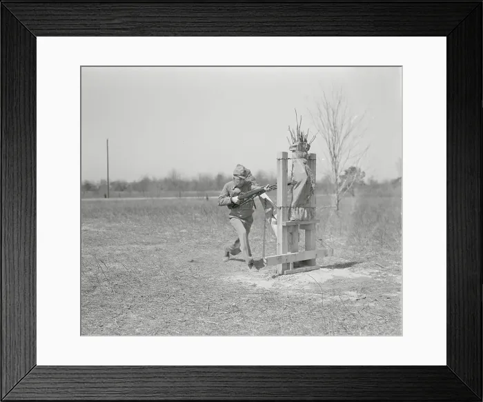 Framed Print : Trainee Practicing Bayonet Drill Framed Print : Trainee Practicing Bayonet Drill