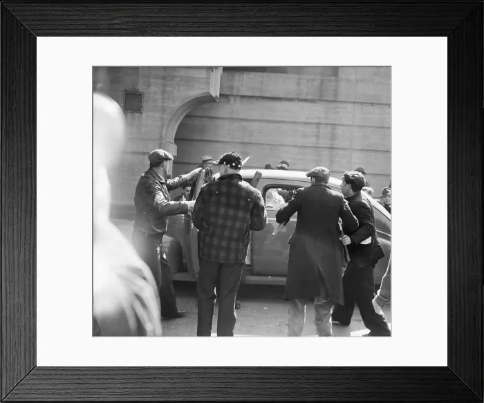 Framed Print : Picketers Pull Wilfred Johnson from Car Framed Print : Picketers Pull Wilfred Johnson from Car