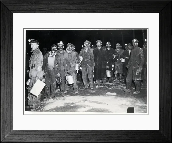 Framed Print : Miners Come Off Last Shift Before Strike Framed Print : Miners Come Off Last Shift Before Strike