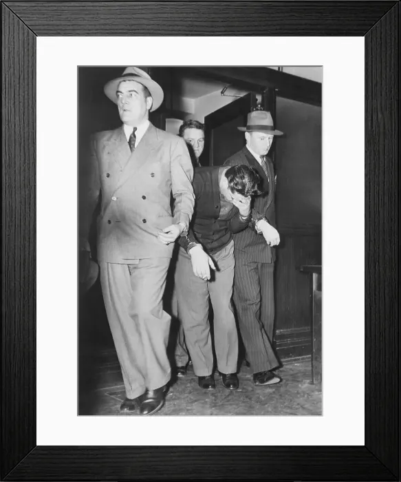 Framed Print : Charles Workman Being Escorted by Detectives Framed Print : Charles Workman Being Escorted by Detectives