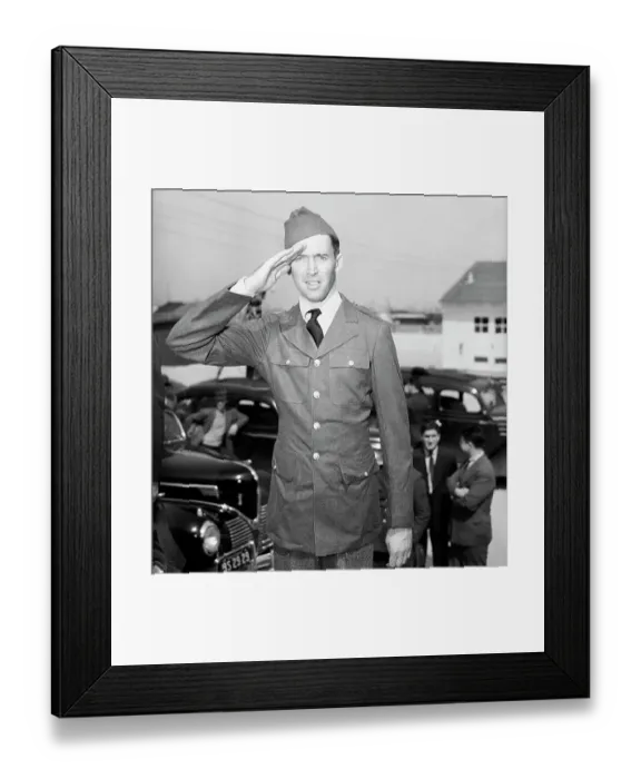 Framed Print : Jimmy Stewart In Uniform Saluting Framed Print : Jimmy Stewart In Uniform Saluting