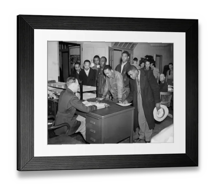 Framed Print : African American Men in Recruitment Office Framed Print : African American Men in Recruitment Office