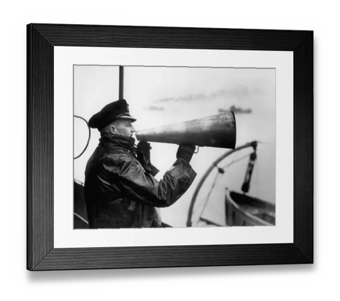 Framed Print : Commodore Giving Commands Through Megaphone