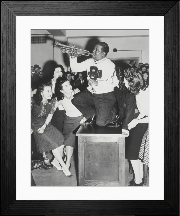 Framed Print : Louis Armstrong Being Swooned by Coeds at Ceremony Framed Print : Louis Armstrong Being Swooned by Coeds at Ceremony