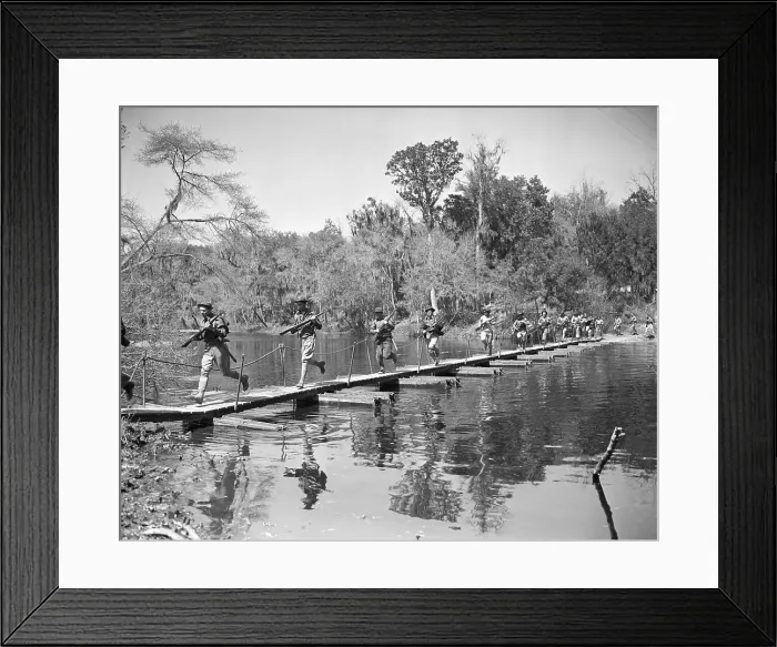 Framed Print : Soldiers Running On Bridge Framed Print : Soldiers Running On Bridge