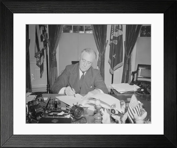 Framed Print : President Franklin Roosevelt Signing Document Framed Print : President Franklin Roosevelt Signing Document