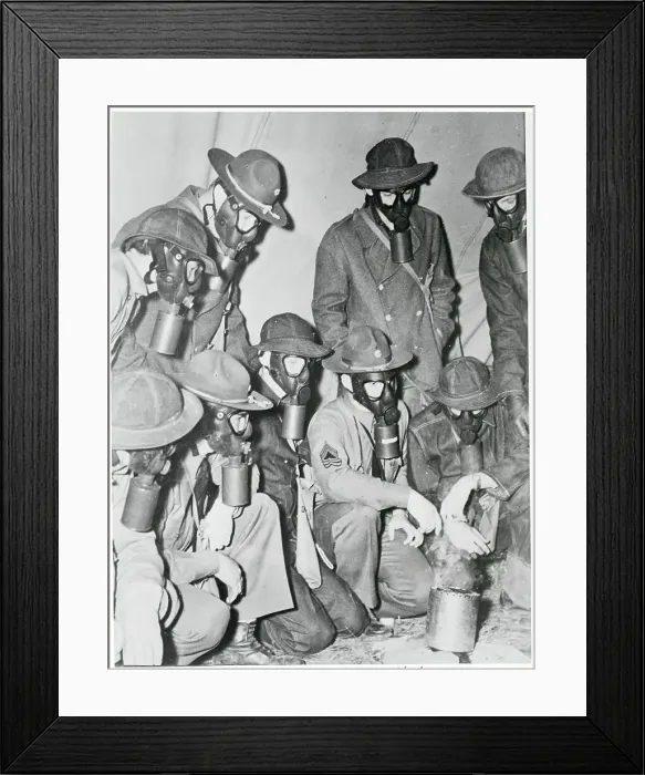 Framed Print : Soldiers Wearing Gas Mask in Training Framed Print : Soldiers Wearing Gas Mask in Training