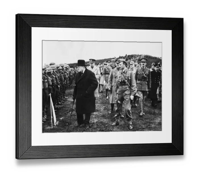 Framed Print : Prime Minister Winston Churchill with Troops at Tank Capabilities Review