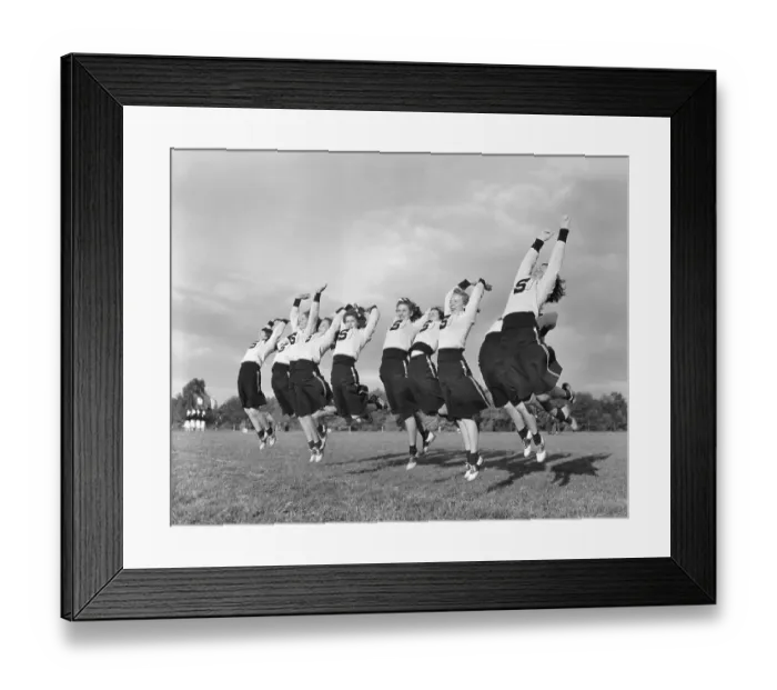 Framed Print : Cheerleaders Jumping in the Air