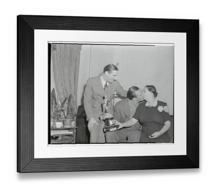 Framed Print : Hank Greenberg Giving His Mother a Kiss Framed Print : Hank Greenberg Giving His Mother a Kiss