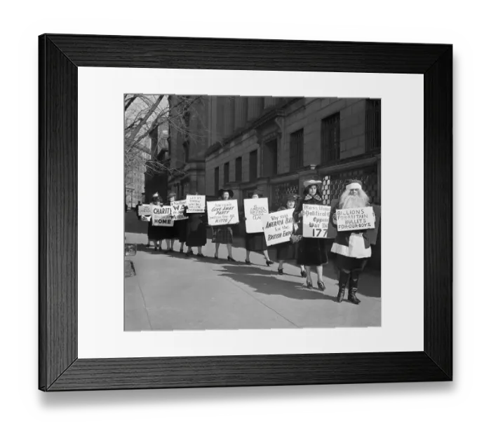 Framed Print : Santa and Women Protesting Lend-Lease Bill Framed Print : Santa and Women Protesting Lend-Lease Bill