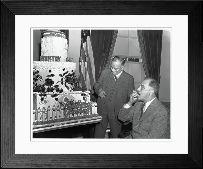 Framed Print : FDR Tastes His Birthday Cake