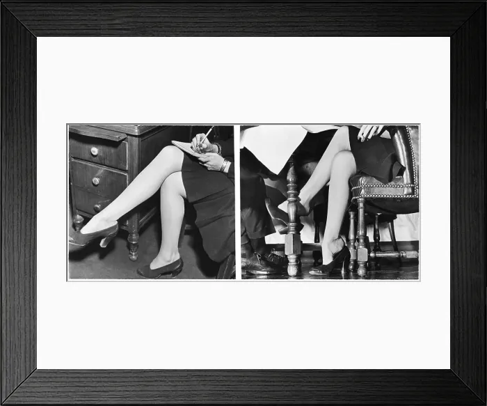 Framed Print : Woman's Legs at Work and at Lunch with Companion Framed Print : Woman's Legs at Work and at Lunch with Companion