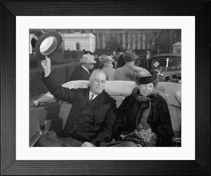 Framed Print : President And Mrs. Roosevelt Riding In Car Framed Print : President And Mrs. Roosevelt Riding In Car