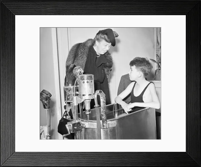 Framed Print : Mrs. Roosevelt with Young Man with Paralysis Framed Print : Mrs. Roosevelt with Young Man with Paralysis