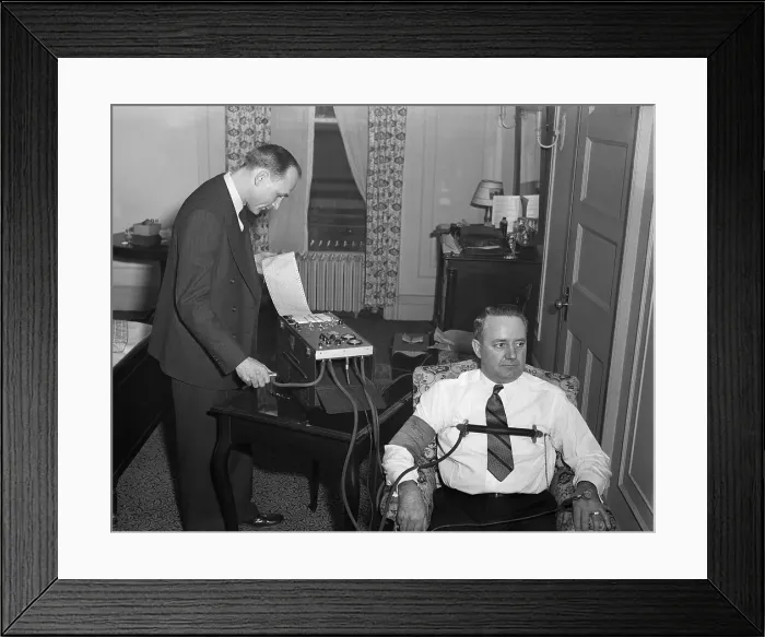 Framed Print : Demonstration Of New Lie Detector Framed Print : Demonstration Of New Lie Detector