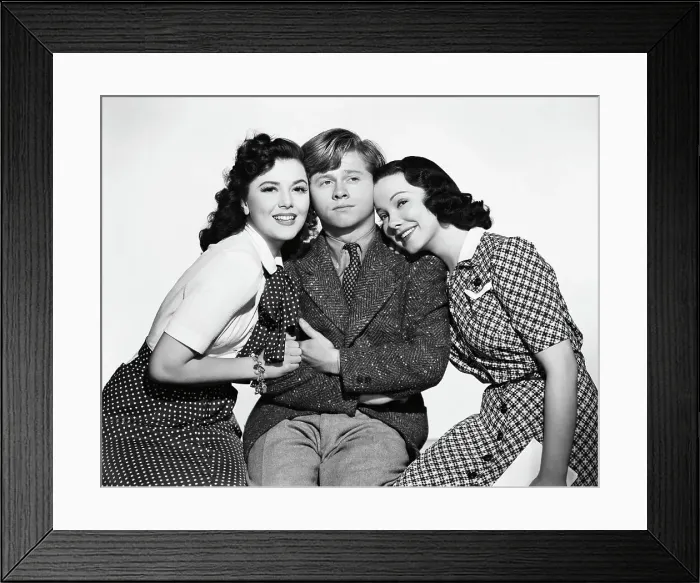 Framed Print : Mickey Rooney with Two Women Framed Print : Mickey Rooney with Two Women