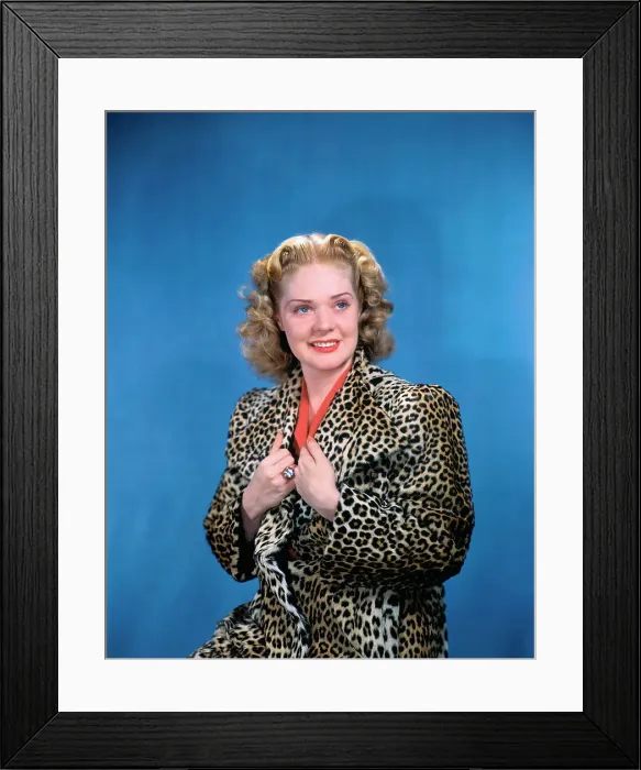 Framed Print : Alice Faye Wearing Leopard Fur Coat