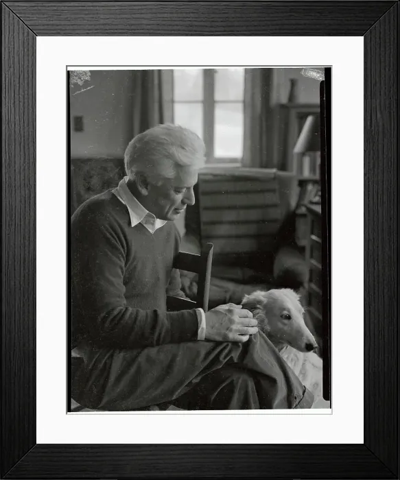 Framed Print : Max Forrester Eastman Sitting with his dog Framed Print : Max Forrester Eastman Sitting with his dog