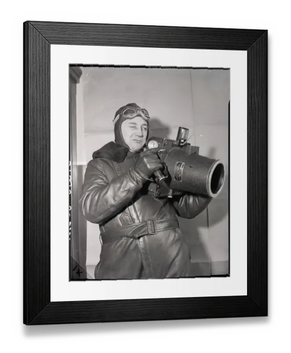 Framed Print : Pilot Pointing K-20 Aerial Camera Framed Print : Pilot Pointing K-20 Aerial Camera