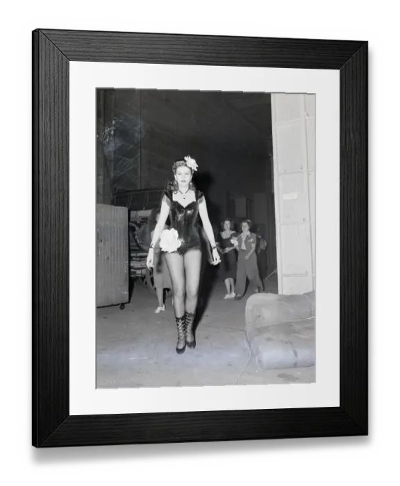 Framed Print : Ann Miller Walking Onto Movie Set