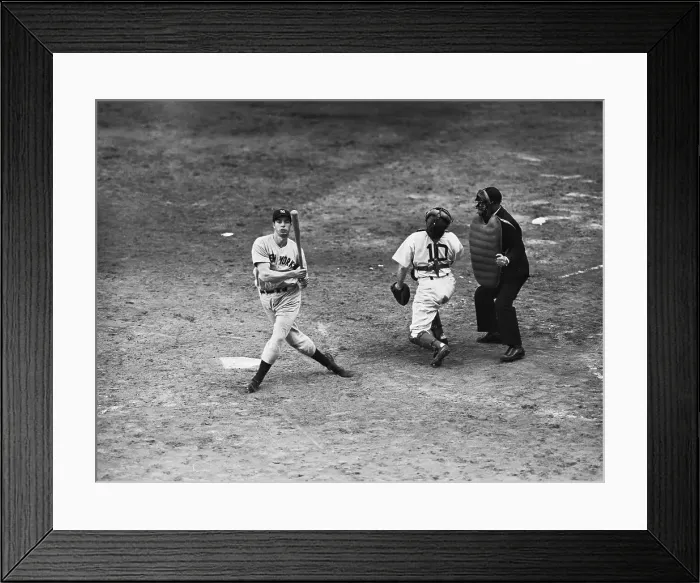 Framed Print : Joe DiMaggio and Mickey Owen During World Series Game Framed Print : Joe DiMaggio and Mickey Owen During World Series Game