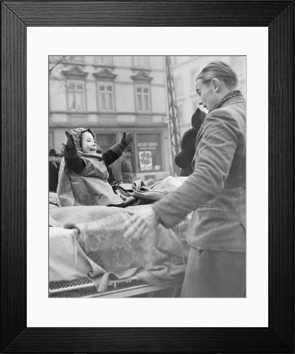 Framed Print : French Child Reaching out to Her Father