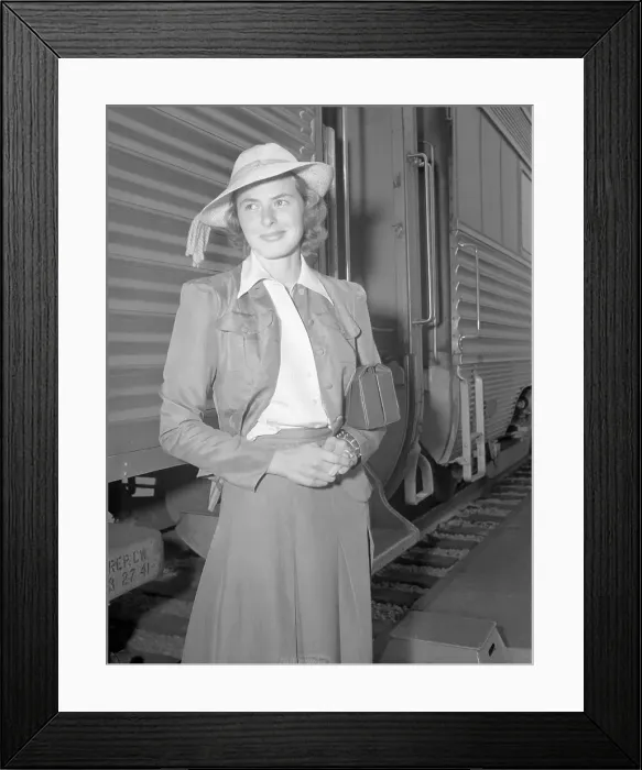 Framed Print : Ingrid Bergman Posing Beside Train