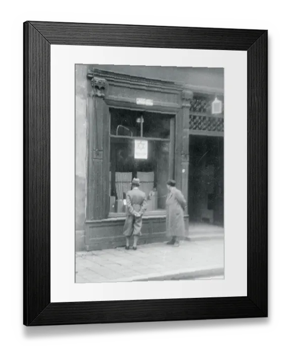Framed Print : Men Looking at a Store for Jewish Customers Only Framed Print : Men Looking at a Store for Jewish Customers Only