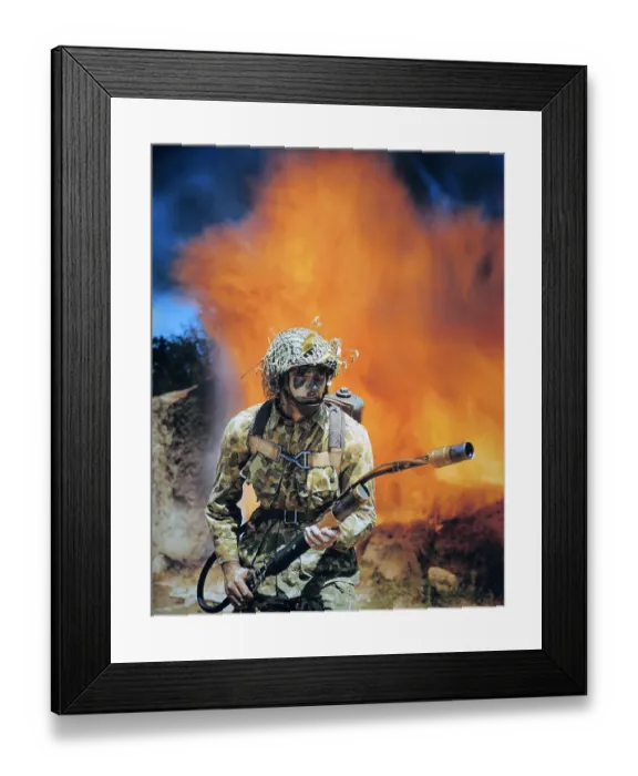 Framed Print : American Soldier Carrying a Flame Thrower Framed Print : American Soldier Carrying a Flame Thrower