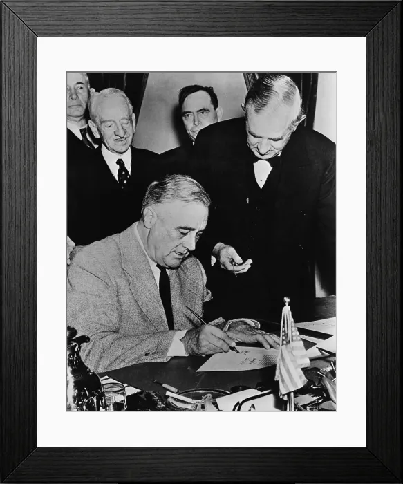 Framed Print : Franklin Roosevelt Signing Declaration of War Framed Print : Franklin Roosevelt Signing Declaration of War