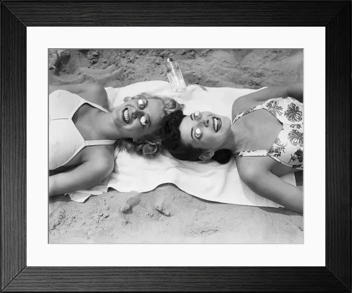 Framed Print : Women Wearing Eye Cups as Sun Protection Framed Print : Women Wearing Eye Cups as Sun Protection