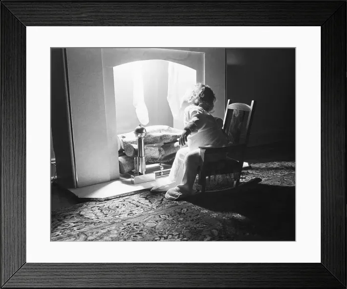 Framed Print : Little Girl Looking For Santa Claus