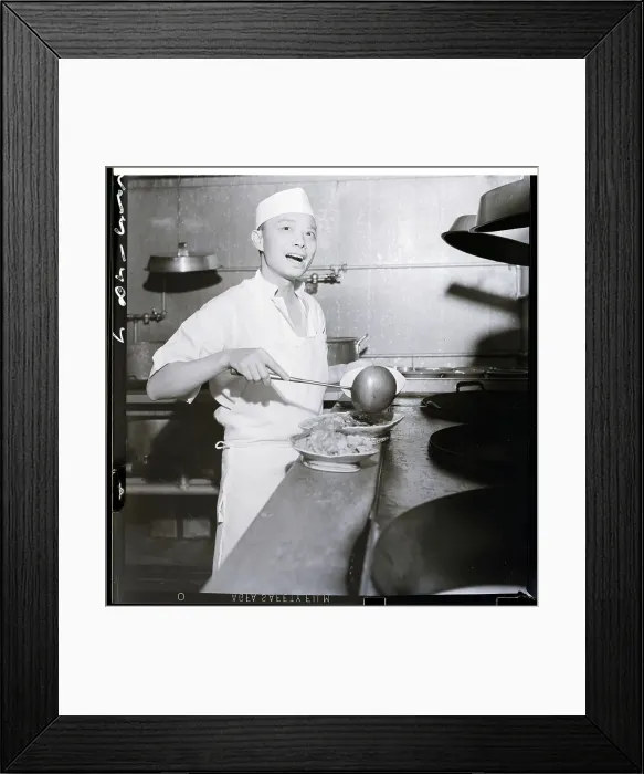 Framed Print : Chinese Chef Cooking With Wok / Skillet Framed Print : Chinese Chef Cooking With Wok / Skillet