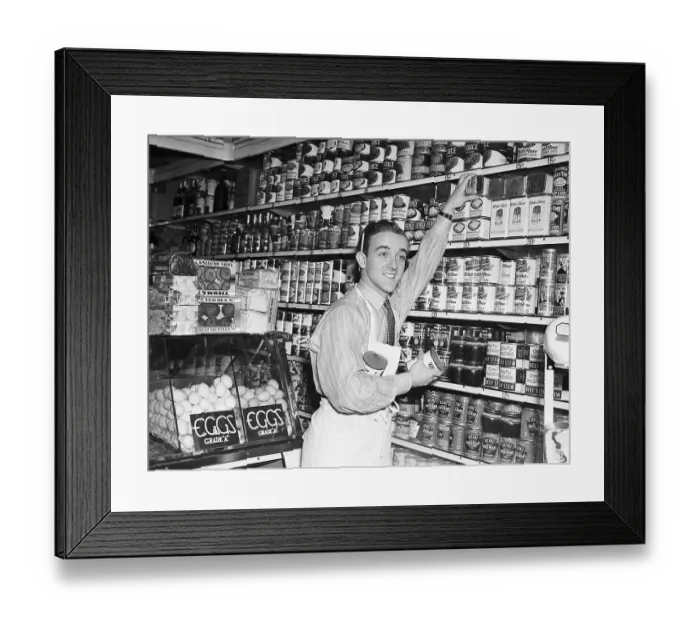 Framed Print : Joe McMichael Stocking Grocery Shelves Framed Print : Joe McMichael Stocking Grocery Shelves
